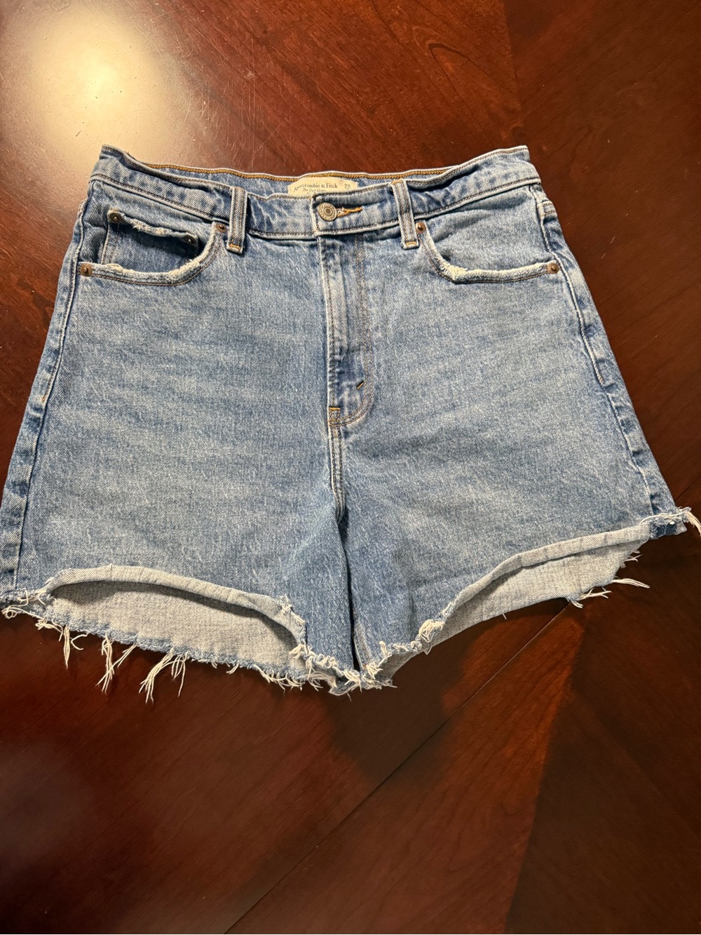 Abercrombie & Fitch Light Blue Denim Cutoff Shorts with Frayed Hem